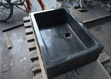 Chine Bassin gris-foncé de salle de bains de granit, évier en pierre rectangulaire à extrémité élevé fournisseur