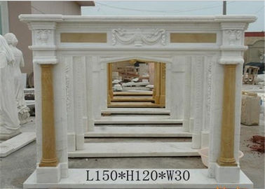 Chine Bordure de marbre blanche naturelle du feu, marbre autour de forme classique de colonne de cheminée fournisseur